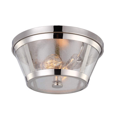 Feiss - Harrow - Plafoniera moderna con struttura in acciaio e diffusore in vetro con 2 lampadine - Colore: Nichel - 2 Lampadine E27 60W - IP20 - SKU: FE-HARROW-F