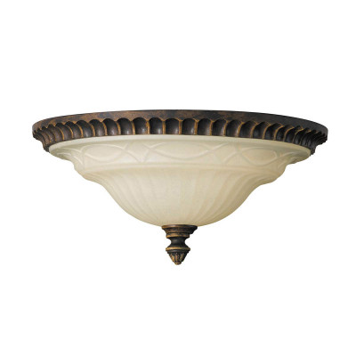 Feiss - Drawing Room - Plafoniera rotonda in acciaio con diffusore in vetro con 2 lampadine - Colore: Bronzo - 2 Lampadine E27 60W - IP20 - SKU: FE-DRAWING-ROOM-FA