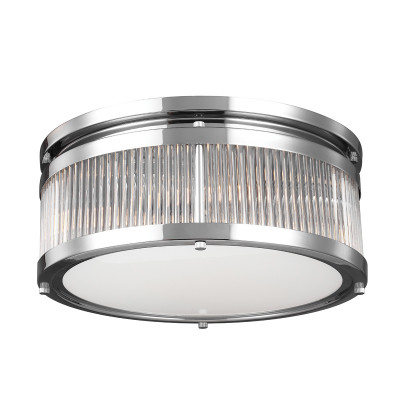 Feiss - Paulson - Plafoniera rotonda media in acciaio con diffusore in vetro a LED a 3 luci G9 - Colore: Cromato - 4 Lampadine G9 3W - IP44 - SKU: FE-PAULSON-F-M