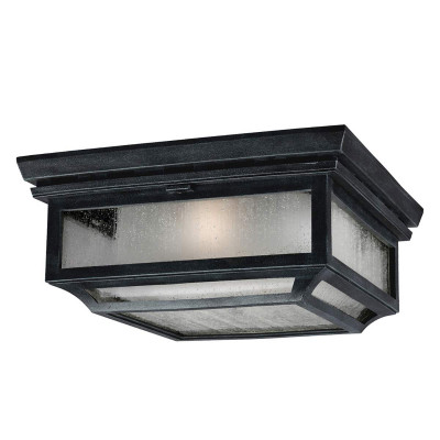 Feiss - Shepherd - Plafoniera rustica da esterno con struttra in resina e diffusore in vetro - Colore: Grafite - 2 Lampadine E27 75W - IP44 - SKU: FE-SHEPHERD-F
