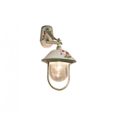 FerroLuce - Bari - Applique a parete per esterno con paralume in ceramica decorata a mano - 1 Lampadina E27 60W - IP43 - SKU: A300-BO-43.DEC.TRS