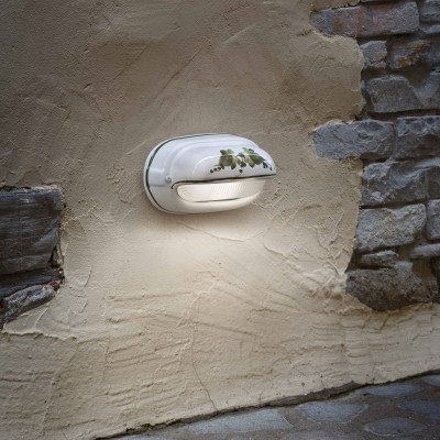 FerroLuce - Brindisi - Applique a parete per esterno con paralume in ceramica decorata a mano - 1 Lampadina E27 42W - IP20 - SKU: C291-04.DEC.UOO