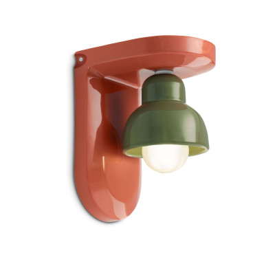 FerroLuce - Berimbau - Applique da parete con 1 diffusore in ceramica dal design moderno decò - Colore: Arancione - 1 Lampadina - E27 - 53W - IP20 - SKU: C2600-APS