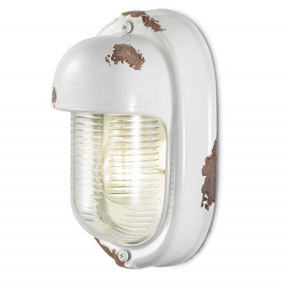 FerroLuce - Vintage - Applique da parete da esterni con diffusore in ceramica dal design industrial - 1 Lampadina E27 46W - IP20 - SKU: C292