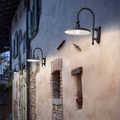 FerroLuce - Campobasso - Applique da parete da esterno con paralume in ceramica decorata a mano - 1 Lampadina E27 60W - IP43 - SKU: A353-NE