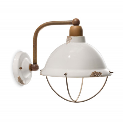 FerroLuce - Industrial - Applique da parete dallo stile industrial con diffusore a gabbia in ceramica - 1 Lampadina E14 46W - IP20 - SKU: C1681