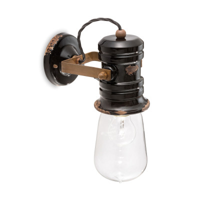 FerroLuce - Urban - Applique da parete in ceramica dal design industrial - 1 Lampadina E27 53W - IP20 - SKU: C1743