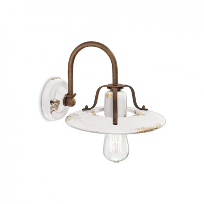 FerroLuce - Country - Applique da parete in metallo con diffusore in ceramica dal design industrial - 1 Lampadina E27 77W - IP20 - SKU: C1440