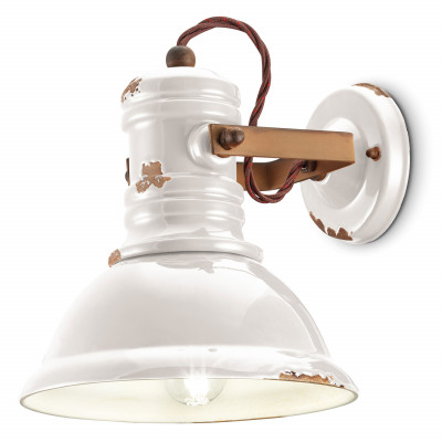 FerroLuce - Industrial - Applique da parete in metallo dal design industrial con diffusore in ceramica - 1 Lampadina E27 53W - IP20 - SKU: C1693