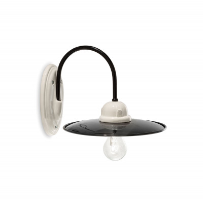 FerroLuce - B&W - Applique da parete in metallo e diffusore in ceramica dal design industrial - 1 Lampadina E27 77W - IP20 - SKU: C001