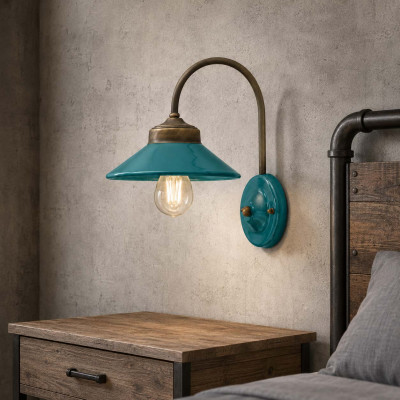 FerroLuce Colors Applique da parete in metallo e diffusore in ceramica dallo stile industrial Colore: Verde