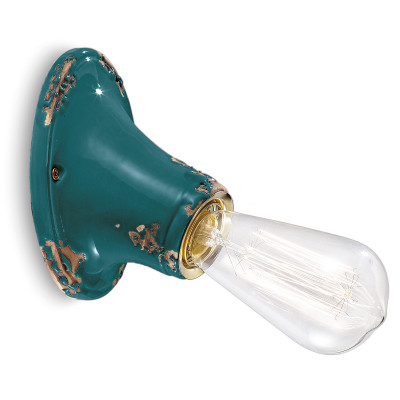 FerroLuce - Vintage - Applique da parete in stile industrial con diffusore in ceramica - Colore: Verde - 1 Lampadina - E27 - 77W - IP20 - SKU: C115-VIV