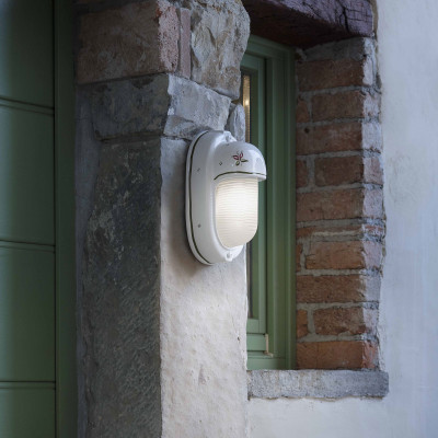 FerroLuce - Brindisi - Applique da parete per esterno con paralume in ceramica decorata a mano - 1 Lampadina E27 42W - IP20 - SKU: C292-33.DEC.SOO