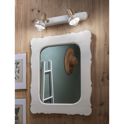 FerroLuce - Savona - Applique da parete rustica con 2 diffusori in ceramica decorata a mano - 2 Lampadine E14 42W - IP20 - SKU: C182-OB-33.DEC.SOO