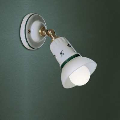 FerroLuce - Savona - Applique da parete rustica con singolo paralume in ceramica decorata a mano - 1 Lampadina E14 42W - IP20 - SKU: C275-OS-44.DEC.FFV