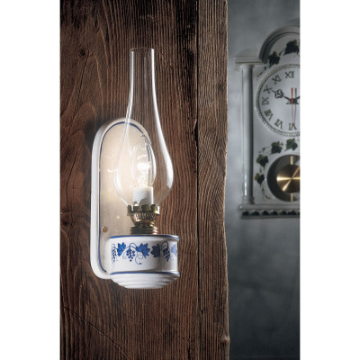 FerroLuce - Pompei - Applique da parete rustica con struttura in ceramica decorata a mano - 1 Lampadina E14 60W - IP20 - SKU: C146-OS-08.DEC.LOB