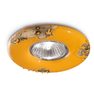 FerroLuce - Vintage - Faretto da incasso rotondo con struttura in ceramica in stile industrial - Colore: Giallo Majestic - 1 Lampadina - GU10 - 40W - IP20 - SKU: C481-VIG