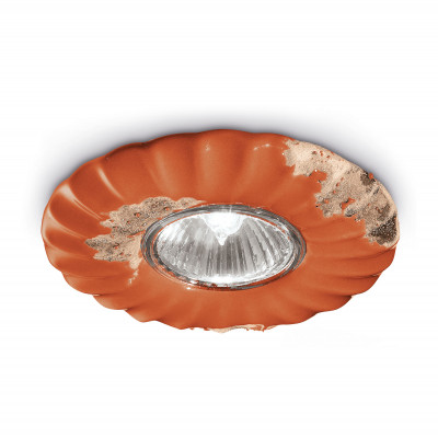 FerroLuce - Vintage - Faretto da incasso rotondo in stile industrial con struttura in ceramica - Colore: Arancione - 1 Lampadina - GU10 - 40W - IP20 - SKU: C480-VIO