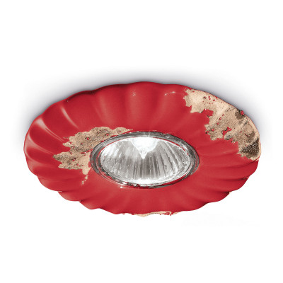 FerroLuce - Vintage - Faretto da incasso rotondo in stile industrial con struttura in ceramica - Colore: Rosso - 1 Lampadina - GU10 - 40W - IP20 - SKU: C480-VIR