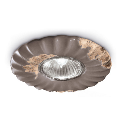 FerroLuce - Vintage - Faretto da incasso rotondo in stile industrial con struttura in ceramica - Colore: Tortora - 1 Lampadina - GU10 - 40W - IP20 - SKU: C480-VIT