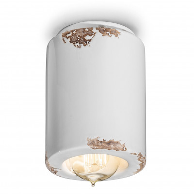 FerroLuce - Vintage - faretto da soffitto cilindrico con struttura in ceramica dal design industrial - 1 Lampadina E14 46W - IP20 - SKU: C985-