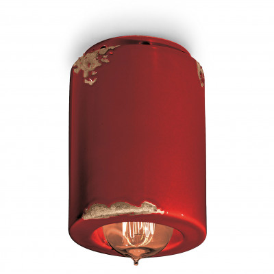 FerroLuce - Vintage - faretto da soffitto cilindrico con struttura in ceramica dal design industrial - Colore: Bordeaux - 1 Lampadina - E14 - 46W - IP20 - SKU: C985-VIX