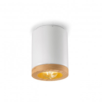 FerroLuce - Mateca - faretto da soffitto in stile industrial con diffusore a cilindro di ceramica - 1 Lampadina E27 53W - IP20 - SKU: C989