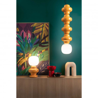 FerroLuce - Copacabana - Lampada a sospensione 4 elementi in ceramica diffusore pendente in vetro - 1 Lampadina E14 60W - IP20 - SKU: C2682