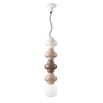 FerroLuce - Copacabana - Lampada a sospensione 4 elementi misti in ceramica diffusore pendente in vetro - Colore: Multicolore - 1 Lampadina E14 60W - IP20 - SKU: C2685-MIX