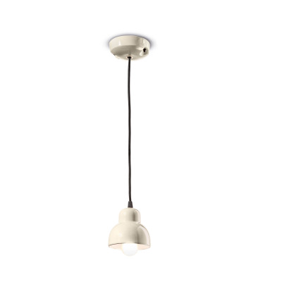 FerroLuce - Berimbau - Lampada a sospensione con diffusore piccolo in ceramica dal design moderno decò - 1 Lampadina E14 28W - IP20 - SKU: C2610