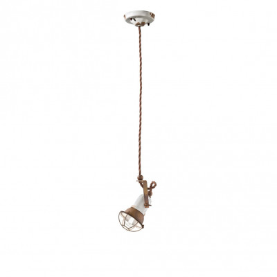 FerroLuce - Loft - Lampada a sospensione dal design industrial con diffusore a griglia in ceramica - 1 Lampadina E14 46W - IP20 - SKU: C1660/1