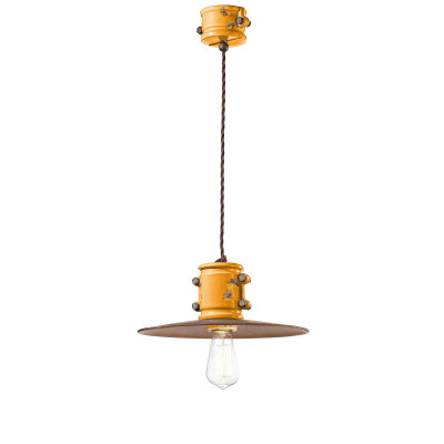 FerroLuce Urban Lampada a sospensione dal design industrial in ceramica con paralume in metallo Colore: Giallo Majestic
