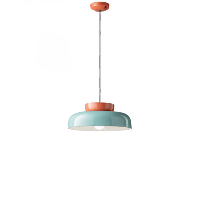 FerroLuce Maracanà Lampada a sospensione dal design moderno con diffusore largo in ceramica Colore: Arancione/Azzurro