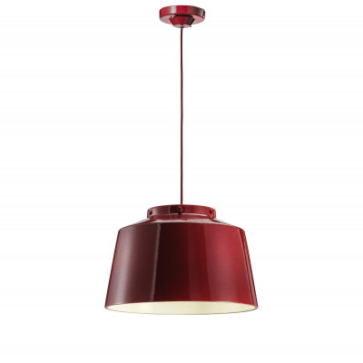 FerroLuce 50's Lampada a sospensione grande con diffusore in ceramica dal design industrial Colore: Bordeaux