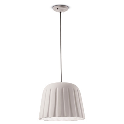FerroLuce - Madame Gres - Lampada a sospensione grande con paralume in ceramica dalle linee moderne decò - 1 Lampadina E27 53W - IP20 - SKU: C2571