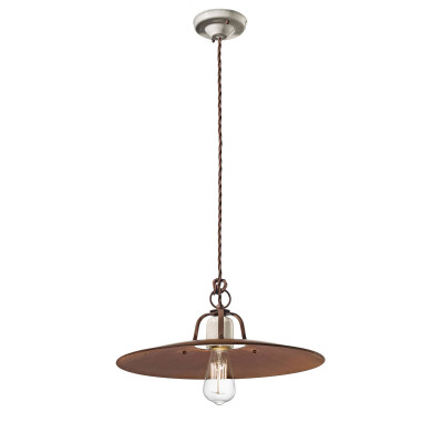 FerroLuce - Grunge - Lampada a sospensione grande con struttura in metallo e dettagli in ceramica - 1 Lampadina E27 77W - IP20 - SKU: C1433-18