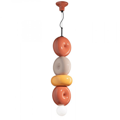 FerroLuce - Bumbum - Lampada a sospensione grande in ceramica dal design moderno ed elegante - Colore: Arancione - 1 Lampadina E27 60W - IP20 - SKU: C2754-MIX