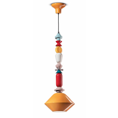 FerroLuce - Lariat - Lampada a sospensione grande interamente in ceramica dal design moderno decò - 1 Lampadina E27 53W - IP20 - SKU: C2512