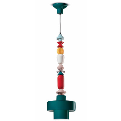 FerroLuce - Lariat - Lampada a sospensione grande interamente in ceramica dalle linee moderne decò - 1 Lampadina E27 53W - IP20 - SKU: C2532