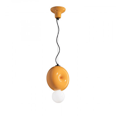 FerroLuce - Bumbum - Lampada a sospensione in ceramica con diffusore in vetro dal design moderno - 1 Lampadina E27 60W - IP20 - SKU: C2751