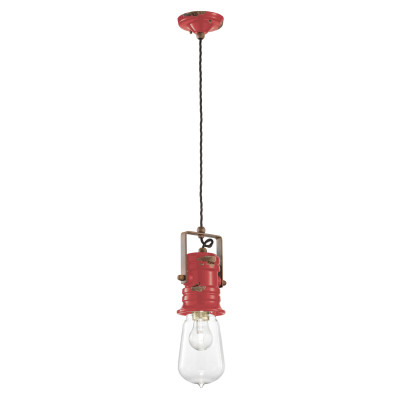 FerroLuce Urban Lampada a sospensione in ceramica dal design industrial Colore: Rosso