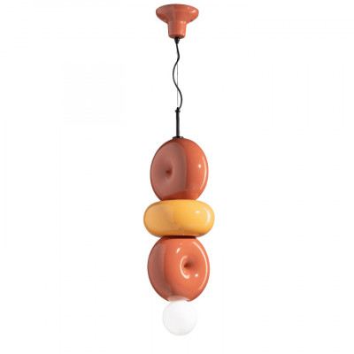 FerroLuce - Bumbum - Lampada a sospensione in ceramica dal design moderno ed elegante - Colore: Arancione - 1 Lampadina E27 60W - IP20 - SKU: C2752-MIX