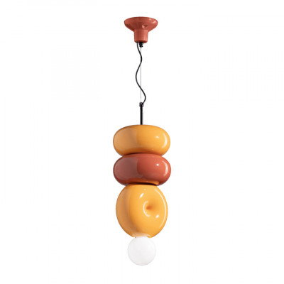 FerroLuce - Bumbum - Lampada a sospensione in ceramica dal design moderno ed elegante - Colore: Giallo - 1 Lampadina E27 60W - IP20 - SKU: C2753-MIX