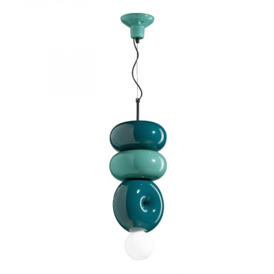 FerroLuce - Bumbum - Lampada a sospensione in ceramica dal design moderno ed elegante - Colore: Verde Industrial - 1 Lampadina E27 60W - IP20 - SKU: C2763-MIX