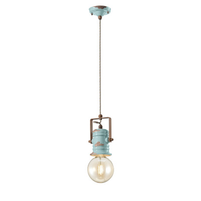 FerroLuce Urban Lampada a sospensione in ceramica in stile industrial Colore: Azzurro