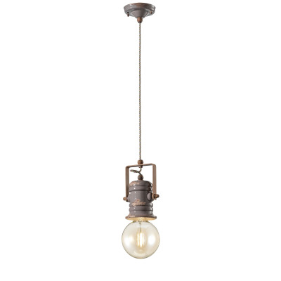 FerroLuce - Urban - Lampada a sospensione in ceramica in stile industrial - Colore: Tortora - 1 Lampadina - E27 - 53W - IP20 - SKU: C1840-VIT