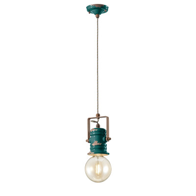 FerroLuce Urban Lampada a sospensione in ceramica in stile industrial Colore: Verde