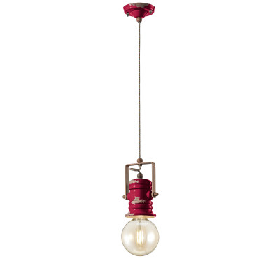 FerroLuce - Urban - Lampada a sospensione in ceramica in stile industrial - Colore: Bordeaux - 1 Lampadina - E27 - 53W - IP20 - SKU: C1840-VIX
