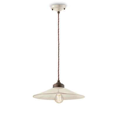 FerroLuce Colors Lampada a sospensione in metallo e diffusore in ceramica dallo stile industrial Colore: Crema