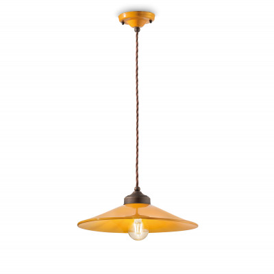 FerroLuce - Colors - Lampada a sospensione in metallo e diffusore in ceramica dallo stile industrial - Colore: Giallo Majestic - 1 Lampadina - E27 - 77W - IP20 - SKU: C1631-GIA